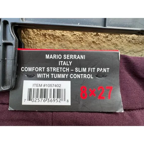 Mario Serrani Pants Size 8 Merlot Slim Fit Comfort Stretch - Picture 2 of 6
